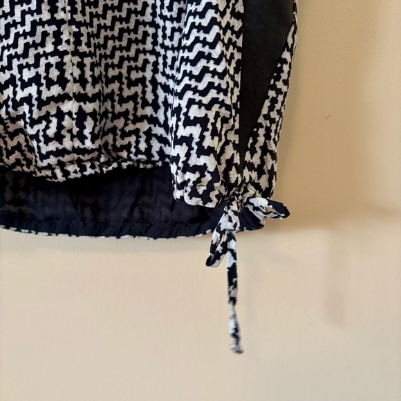 Rag & Bone|Luxurious Black/White Zigzag Silk & Lamb Leather Sleeveless Top Sz XS - Picture 4 of 6